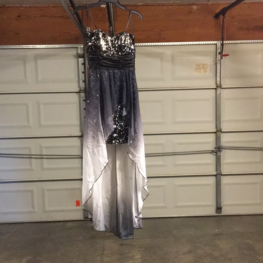 Black white sequin homecoming dress